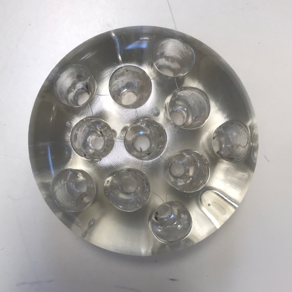 Thick Vintage Footed Glass Floral Frog w/ 11 Holes - Picture 1 of 4